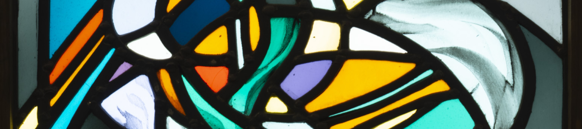 Panel of coloured stained glass.